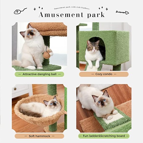 PAWZ Road 41 Inches Cactus Cat Tower with Sisal Covered Scratching
